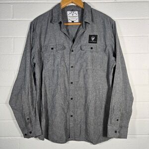 Torque Motorcycle Co Mens XXL Gray Flannel Button Up Shirt Skull Biker Gray